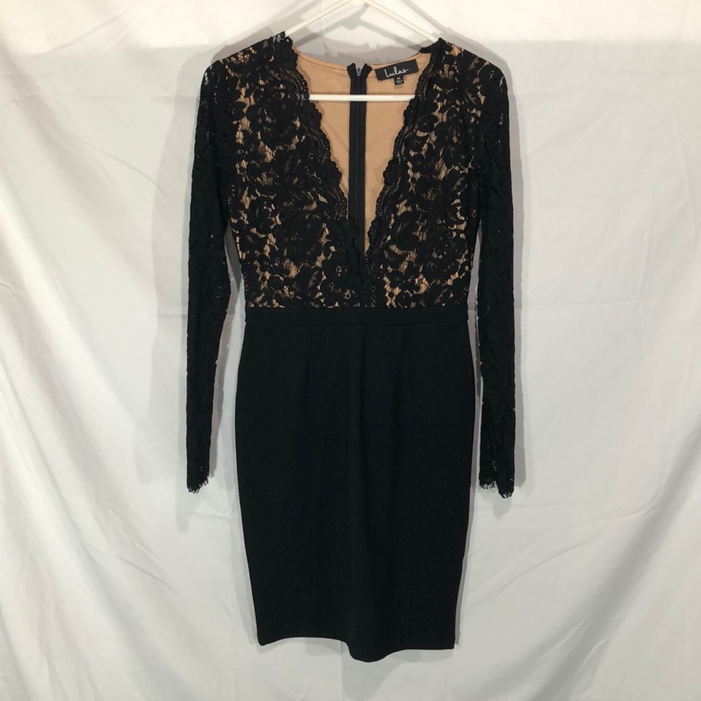 Lulu’s Black Long Sleeve Lace Dress